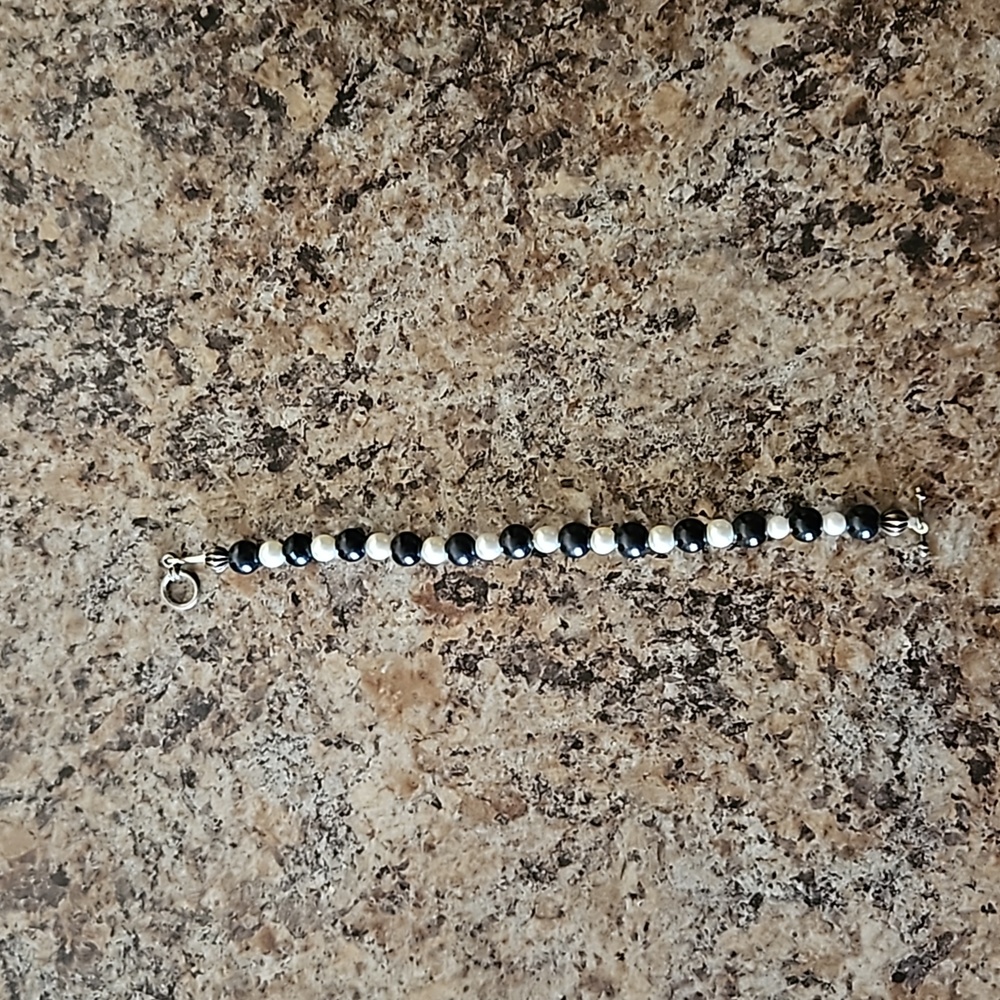Vintage black and silver pearl bracelet